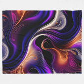 Couverture Polaire Vagues de feu - Violet Gras, Orange, Abstrait Or (Devant (Horizontal))
