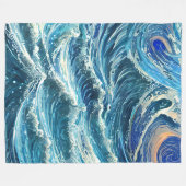Couverture Polaire Vagues de l'océan bleu (Devant (Horizontal))
