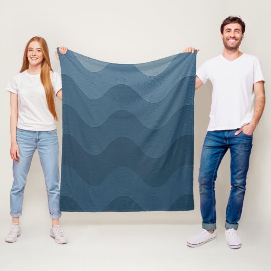Couverture Polaire Vagues de nuances de bleu (En situation)