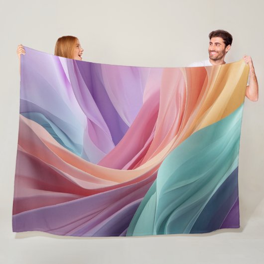 Couverture Polaire Vagues de tissu pastel abstrait  (En situation)