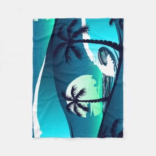 Couverture Polaire Vagues et palmiers