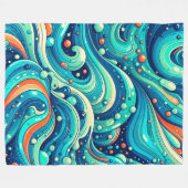 Couverture Polaire "Vagues océaniques psychédéliques" (Devant (Horizontal))