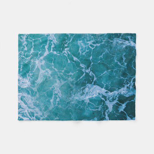 Couverture Polaire Vagues profondes de l'océan bleu (Devant (Horizontal))