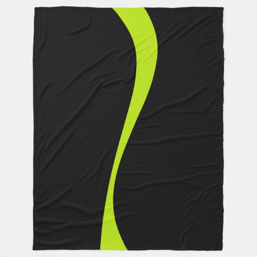 Couverture Polaire Vagues simples 2 en vert citron et noir (Devant)