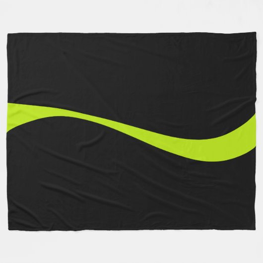 Couverture Polaire Vagues simples 2 en vert citron et noir (Devant (Horizontal))