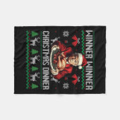 Couverture Polaire Vainqueur du dîner de Noël Père Noël Trump Ugly Sw (Devant (Horizontal))