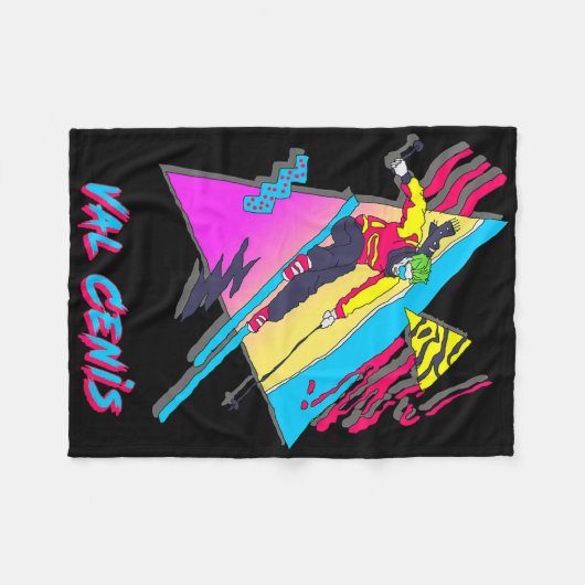 Couverture Polaire Val Cenis Retro Ski Caractère Avec Abstrait (Devant (Horizontal))