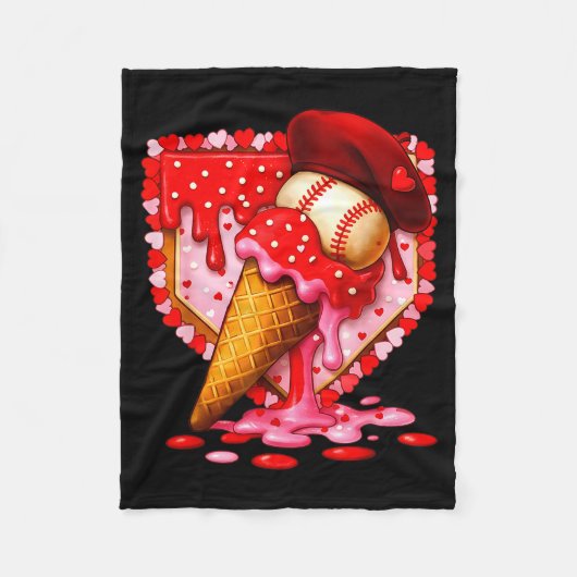 Couverture Polaire Valentin cœur baseball glace crème drip B (Devant)