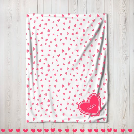 Couverture Polaire Valentine Coeurs flottantes