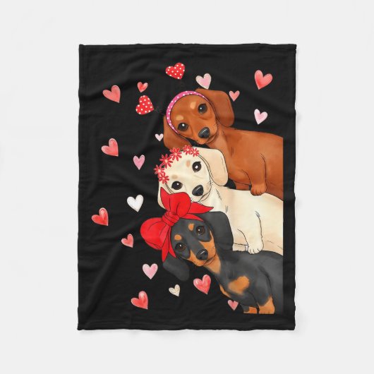 Couverture Polaire Valentine’s Day Dog Cute Dachshund Dogs For Dog Mo (Devant)