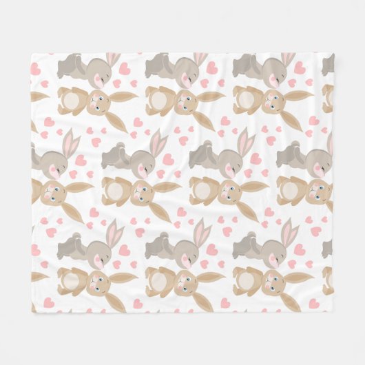 Couverture Polaire Valentines Bunnies (Devant (Horizontal))