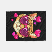 Couverture Polaire Valentines Ca Kitten Wearing Sungl Heart Cat Lover (Devant (Horizontal))