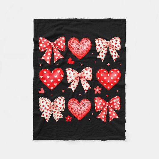 Couverture Polaire Valentines Day Coquette Bow Hearts Leopard Women G (Devant)