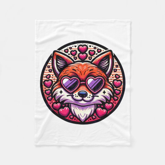 Couverture Polaire Valentines Day Fox And Matching Couples Foxes  (Devant)