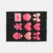 Couverture Polaire Valentines Day Hearts Leopard Coquette Bow Party W (Devant (Horizontal))