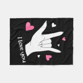 Couverture Polaire Valentines Day I Love You Hand Sign Language Asl H (Devant (Horizontal))