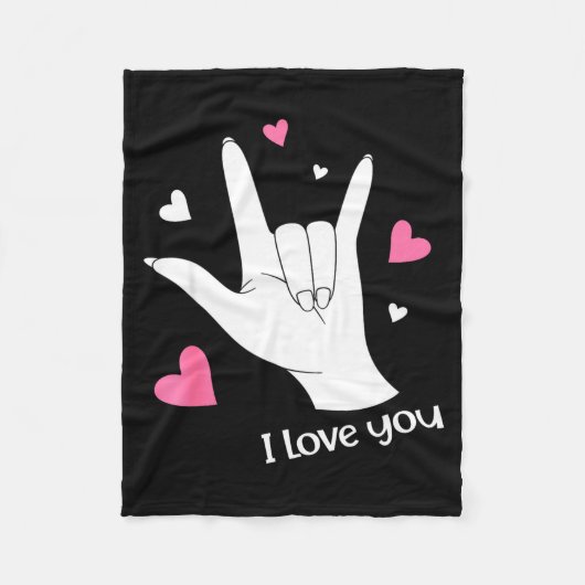 Couverture Polaire Valentines Day I Love You Hand Sign Language Asl H (Devant)