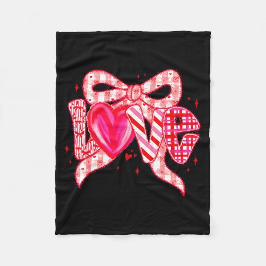 Couverture Polaire Valentines Day Love Funny Coquette Bow Checkered N (Devant)