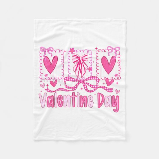Couverture Polaire Valentines Day Preppy Hearts Coquette Bow Women Gi (Devant)