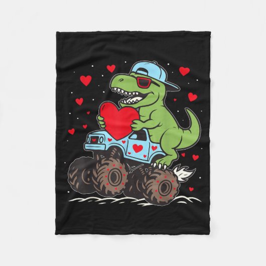 Couverture Polaire Valentines Day T Rex Riding Monster Truck Funny To (Devant)