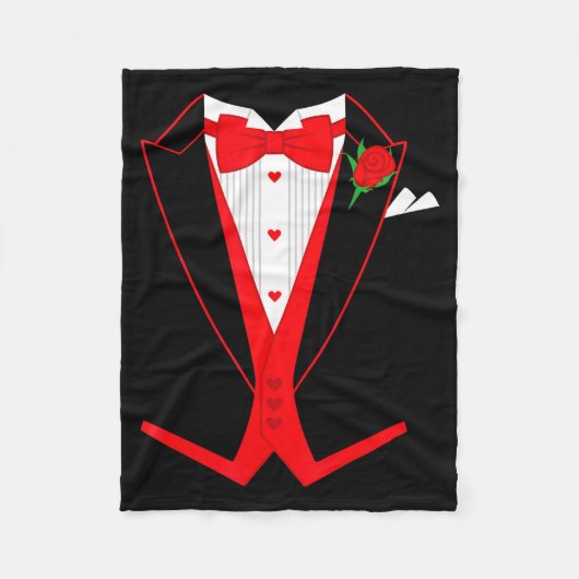 Couverture Polaire Valentine's Day Tuxedo Red Bow Tie Costume For Guy (Devant)