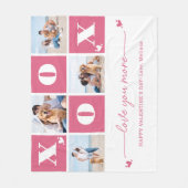 Couverture Polaire Valentines Day XOXO Modern Pink 4 Photo Collage (Devant)