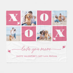 Couverture Polaire Valentines Day XOXO Modern Pink 4 Photo Collage