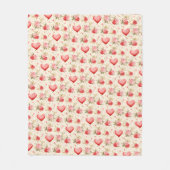 Couverture Polaire Valentine's Pink and Red Roses and Hearts  (Devant)