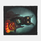 Couverture Polaire Vampire Chat et Assistant Citrouille Halloween Sur (Devant (Horizontal))