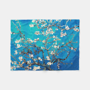 Couverture Polaire Van Gogh Almond Blossoms bleu turquoise