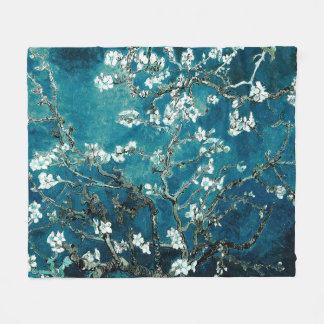 Couverture Polaire Van Gogh Almond Blossoms Dark Turquoise