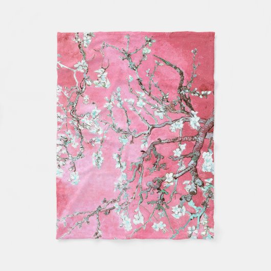 Couverture Polaire Van Gogh Almond Blossoms rose bleu (Devant)