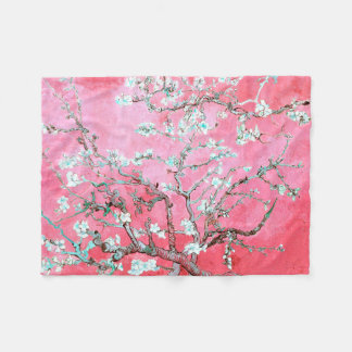 Couverture Polaire Van Gogh Almond Blossoms rose bleu