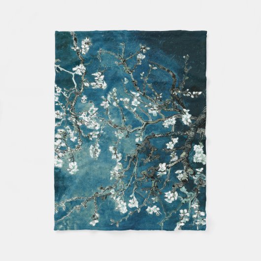 Couverture Polaire Van Gogh Almond Blossoms : Turquoise foncé (Devant)