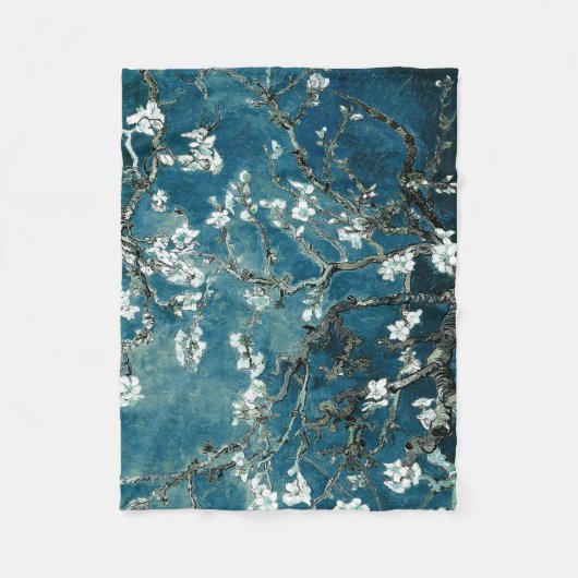 Couverture Polaire Van Gogh Almond Blossoms : Turquoise foncé (Devant)