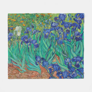 Couverture Polaire Van Gogh Irises. Impressionnisme vintage floral bl