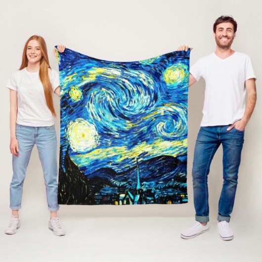 Couverture Polaire Van Gogh - Nuit étoilée (En situation)