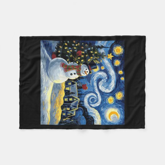Couverture Polaire Van Gogh Starry Night Christmas Snowman Winter Sno (Devant (Horizontal))