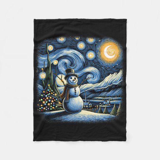 Couverture Polaire Van Gogh Starry Night Christmas Snowman Winter Sno (Devant)