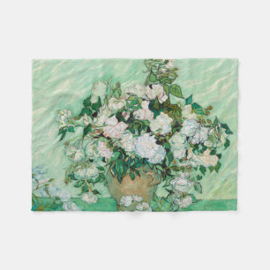 Couverture Polaire Van Gogh Vase avec roses roses Vintages