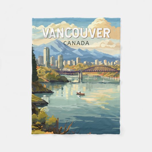 Couverture Polaire Vancouver Canada Travel Art Vintage (Devant)