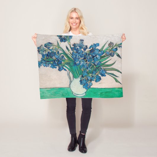 Couverture Polaire Vase aux iris, Van Gogh (En situation)