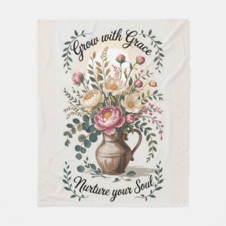 Couverture Polaire Vase avec florale grandit avec citation de grâce