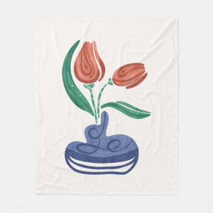 Couverture Polaire Vase moderne avec tulipes Floral Still Life Art