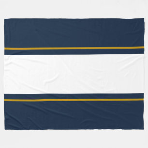 Couverture Polaire Vaste Blanc Brown Sporty Stripes Sur Marine