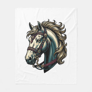 Couverture Polaire Vecteur de tête de cheval de gravure vintage