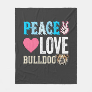 Couverture Polaire Vecteur Peace Love Bulldog