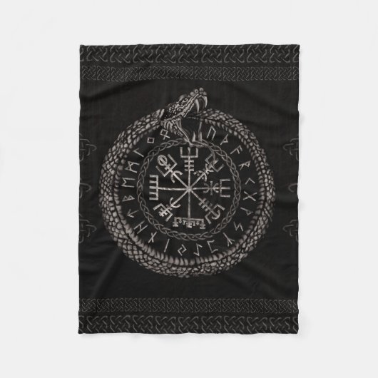 Couverture Polaire Vegvisir avec Ouroboros et runes (Devant)