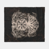 Couverture Polaire Vegvisir -Yggdrasil Avec Ravens & Wolves (Devant (Horizontal))