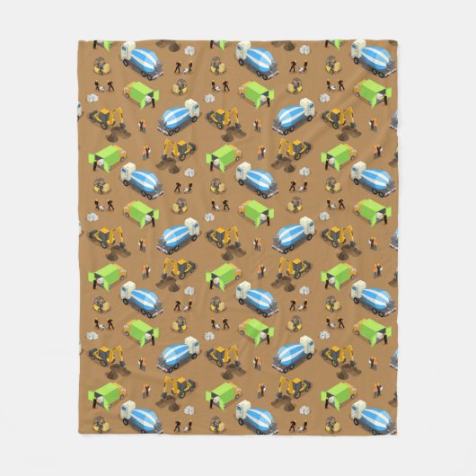 Couverture Polaire Véhicules de construction et travailleurs Motif co (Devant)